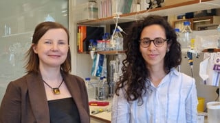 Sara Wilson och Luz Maria González-Castrillón i labbmiljö