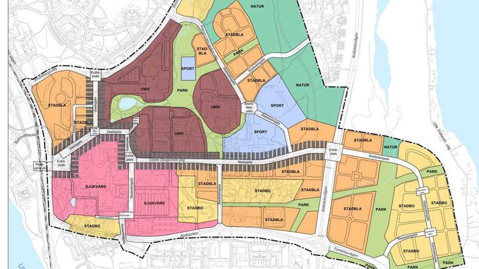 Plankarta från Umeå kommun över Universitetsstaden