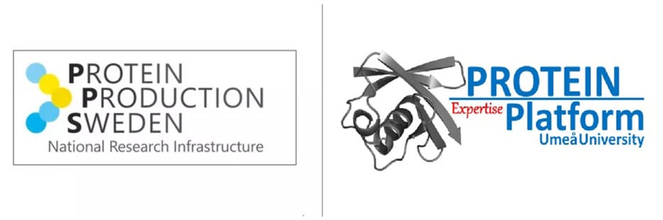 Logotypes of PPS (Protein Production Sweden) and PEP (Protein Expertise Platform)