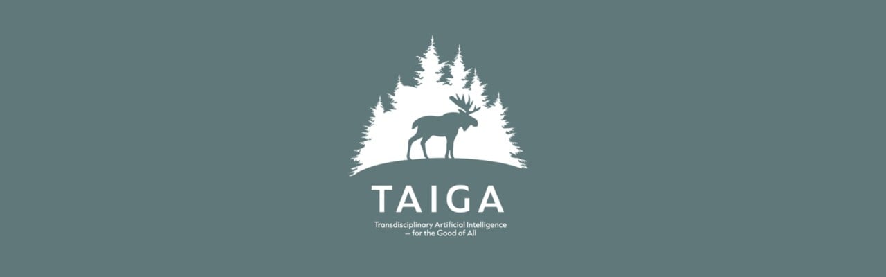 TAIGA logga och texten Transdiciplinary Artificial Intelligence  - for the good of all