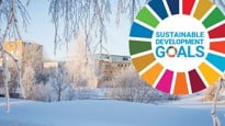 Vinterbild campus med 2030-logga